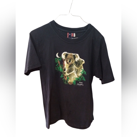 Koala Print Black  T-Shirt - Picture 1 of 4
